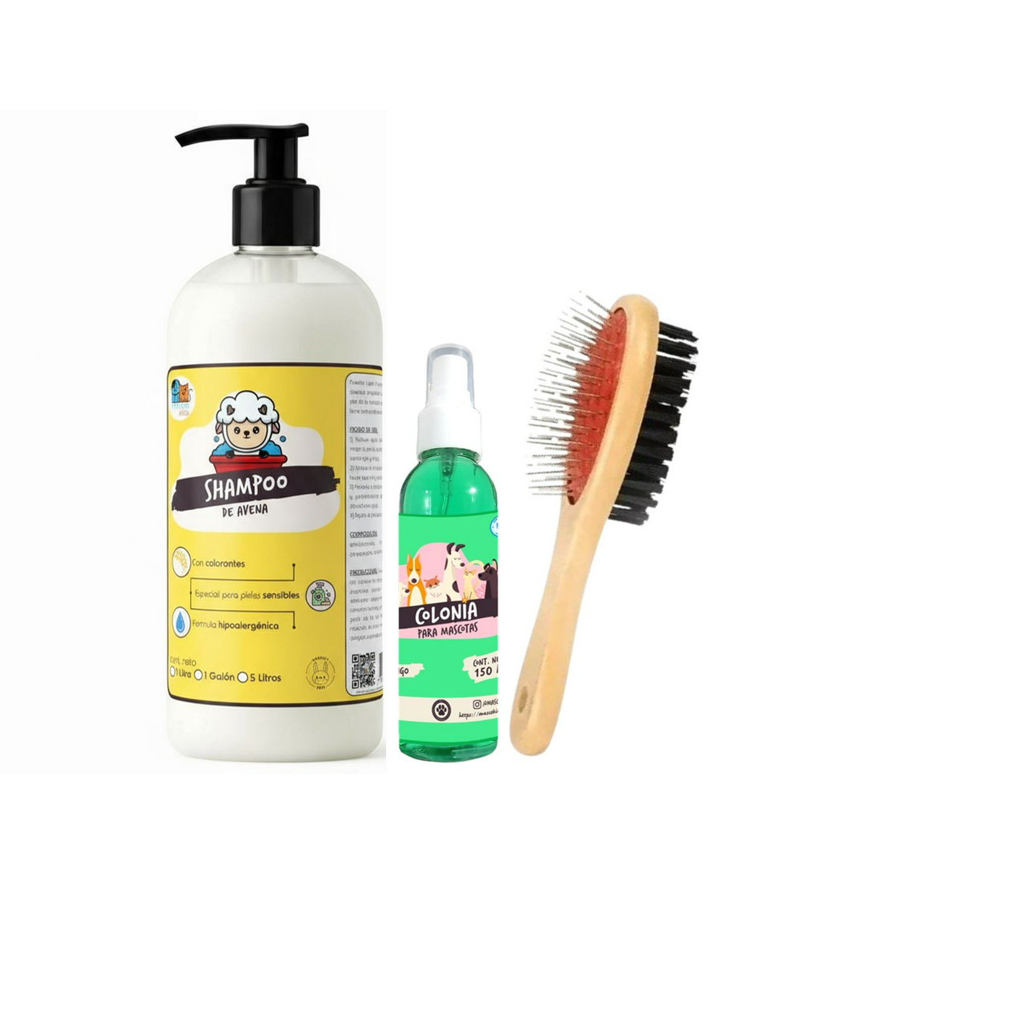 Mascokits - Kit Perros Shampoo Avena 1 Lt + Colonia Mango 150 Ml + Peine