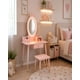 thumbnail image 1 of Tocador Infantil con Espejo LED, Cajones y Taburete - Rosa Nórdico, 1 of 6