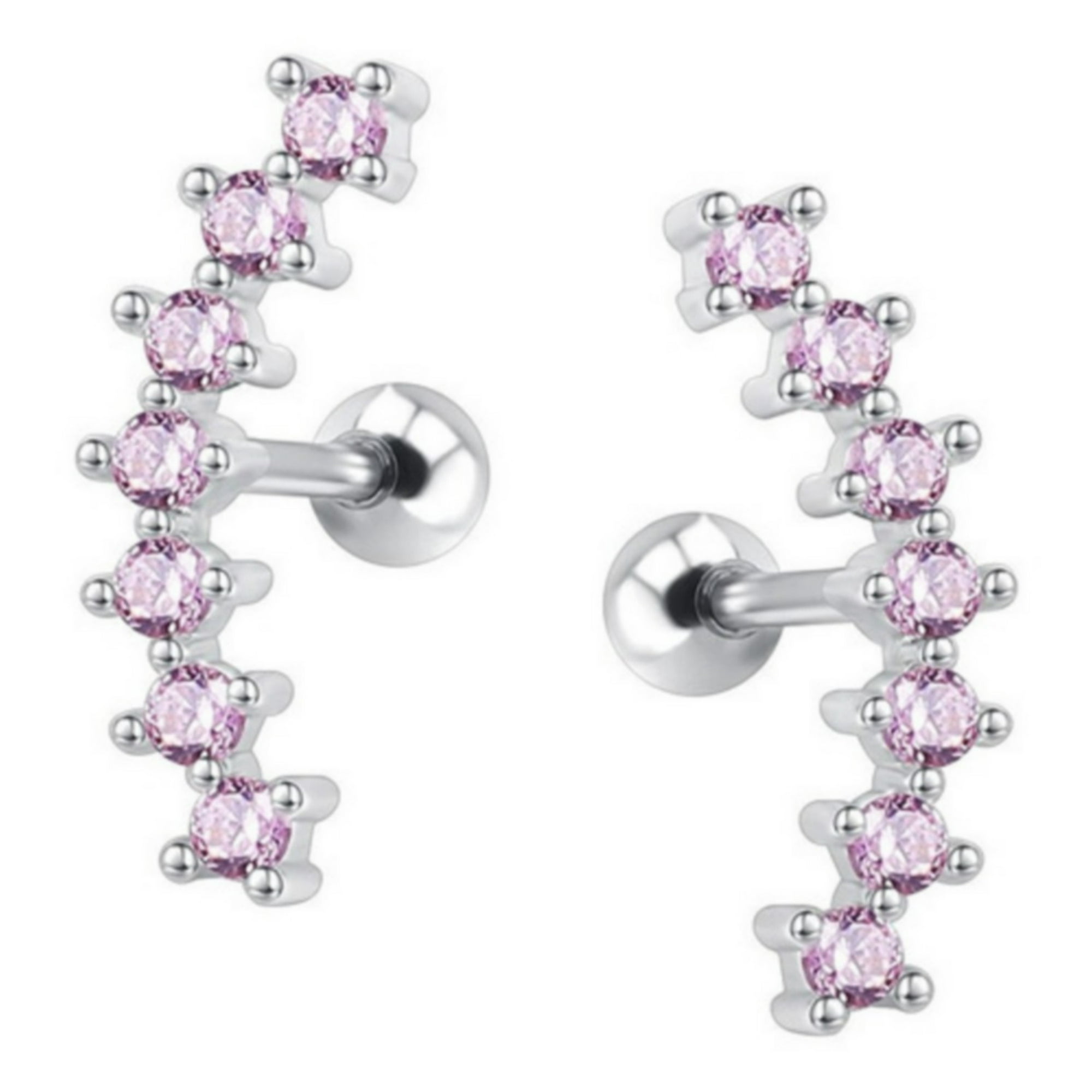 Orecchini Acciaio Inox Stellari 2 Orecchini Fake Plug/Tunnel Con Strass - Foto 9