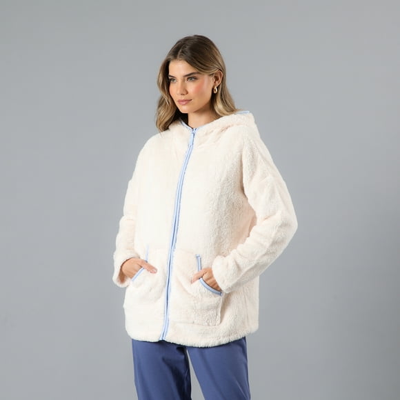 Poleron Coralfleece Con Gorro Flores Mujer 33751-17