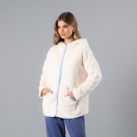 Poleron Coralfleece Con Gorro Flores Mujer 33751-17