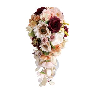 Magideal - Ramo De Boda, Ramo De Novia, De Mano, Elegante Ramo De Flores Artificiales En Forma De Gota Para Suministros De Despedida De Soltera