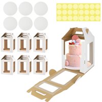 Genérico - Paquete De 6 Cajas Altas Para Tartas Con Tablas Para Tartas De 25 X 25 X 30 Cm, Color Blanco