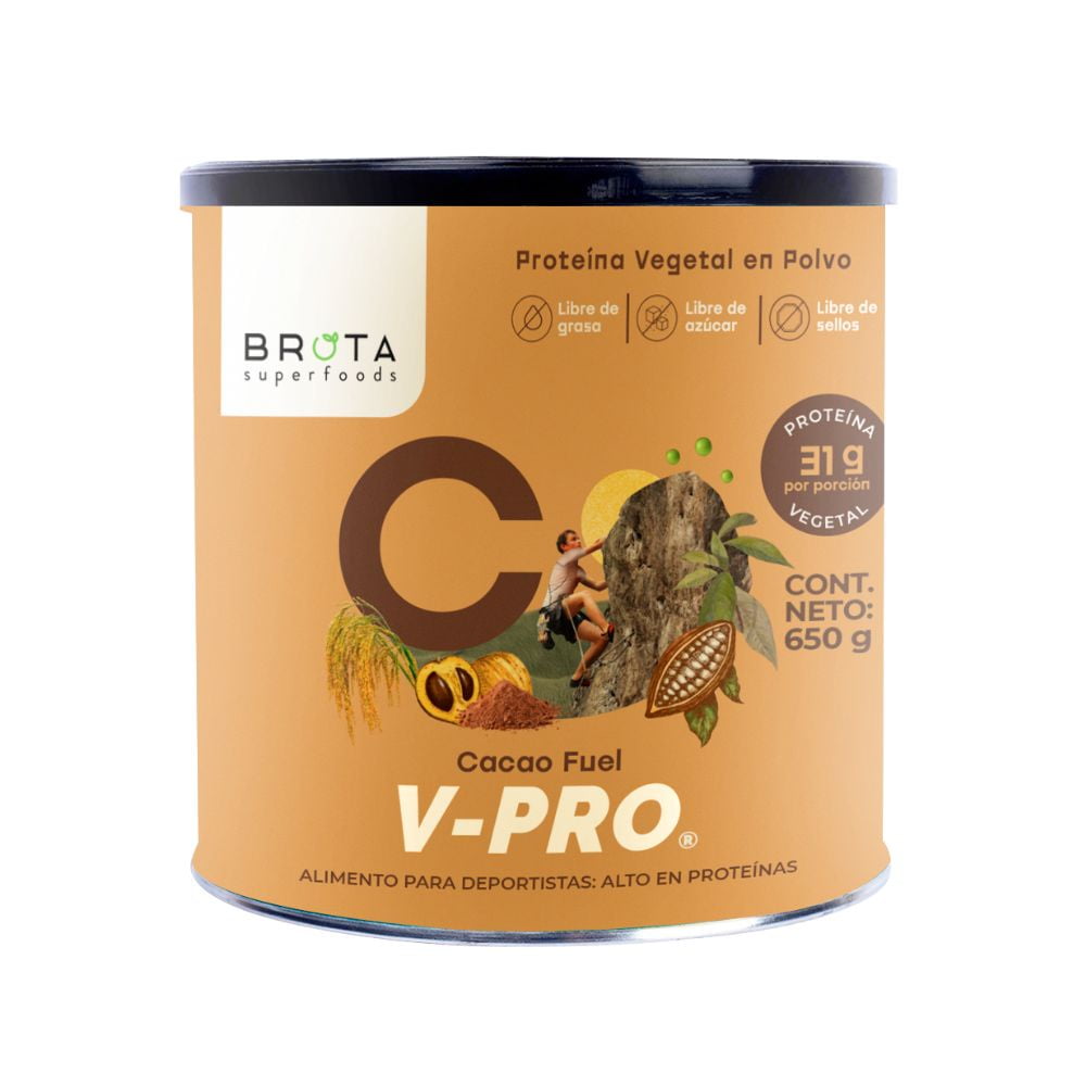 Brota Superfoods - Proteína Vegetal En Polvo V-pro Cacao Fuel 650 G