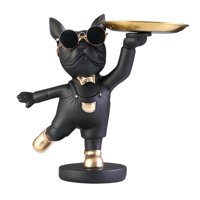 Magideal - Organizador De Bandeja De Estatua De Perro De Poliresina De Escritorio Para Sala De Estar, Decoración Del Hogar, Soporte Para Aperitivos, Decorativo, , Negro C-Negro