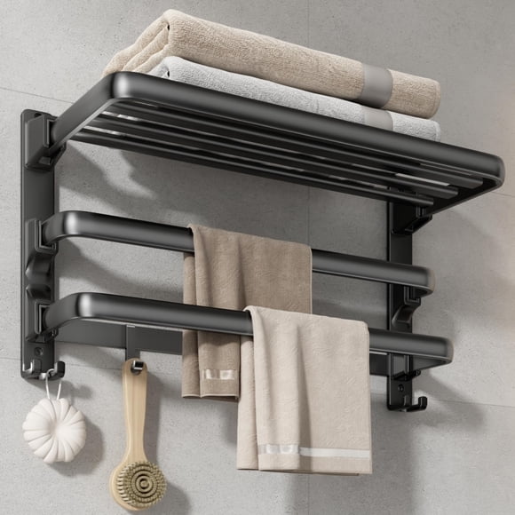 Estante de baño Voldra de 60 cm con 2 toalleros y 7 ganchos
