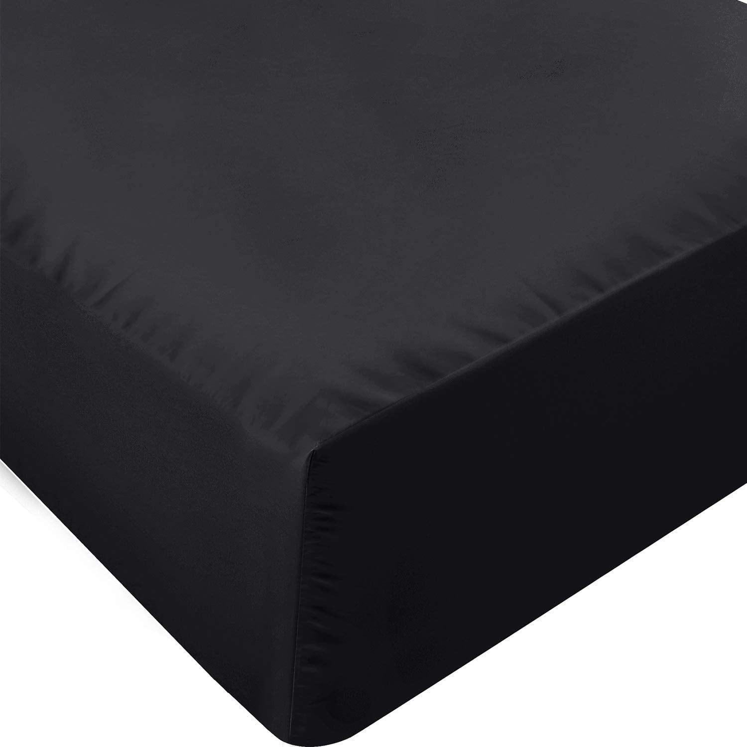 Sábana Ajustable Utopia Bedding, Tamaño Completo, Microfibra, Color Negro