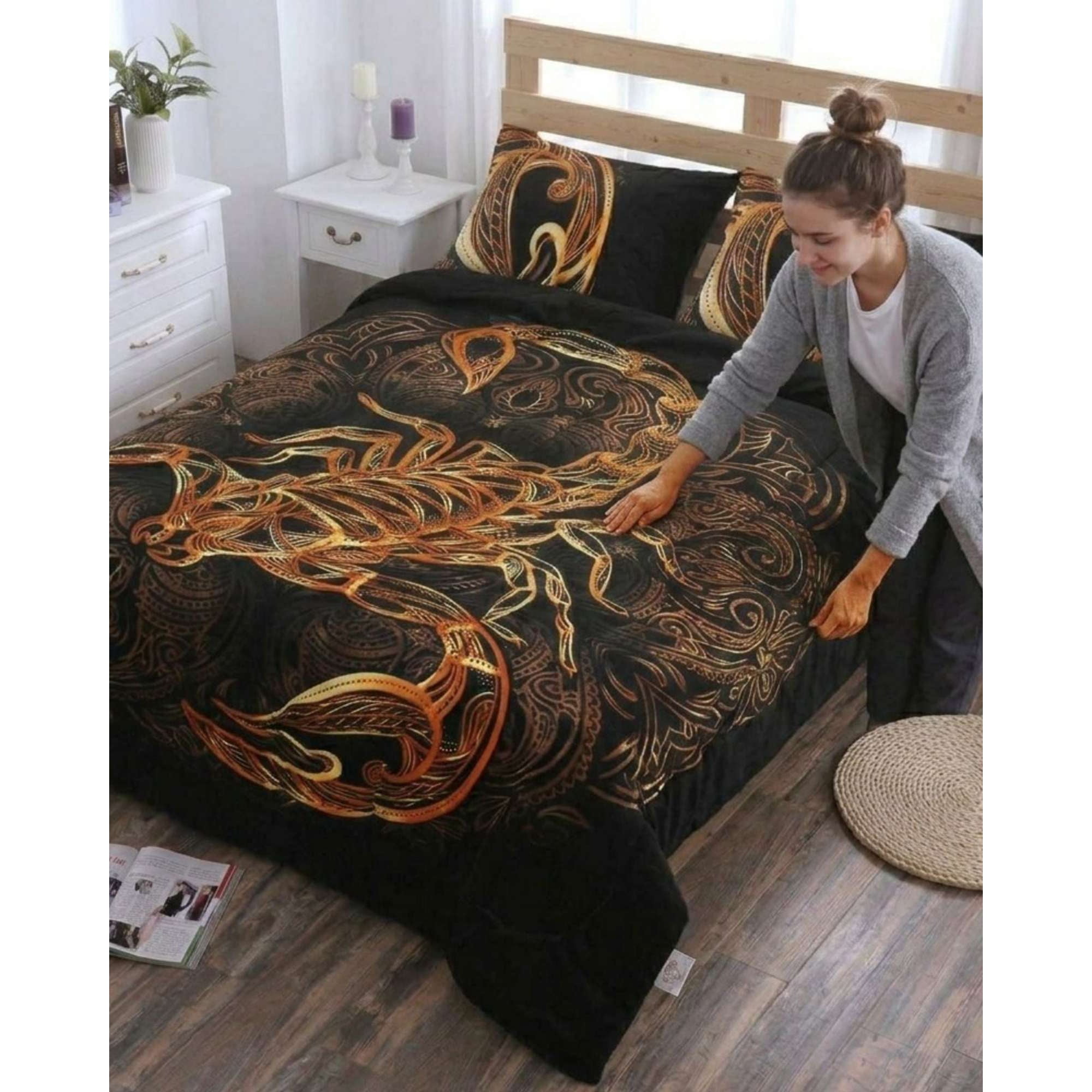 Imac Hogar - Juego De Cama Cubrecama Con Sherpa Quilting Premium 2 Plazas