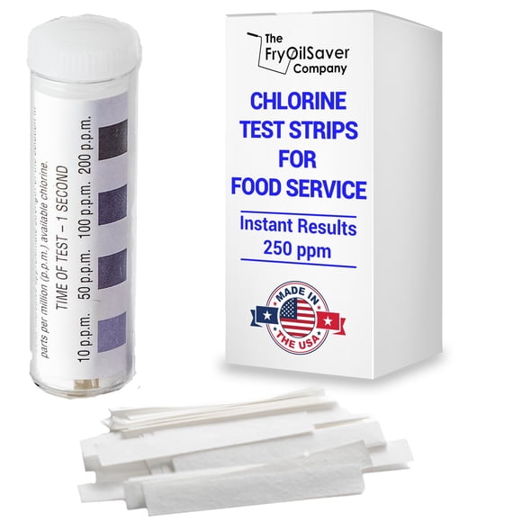 Tiras reactivas de cloro FryOilSaver 0-200 ppm para servicio de alimentos