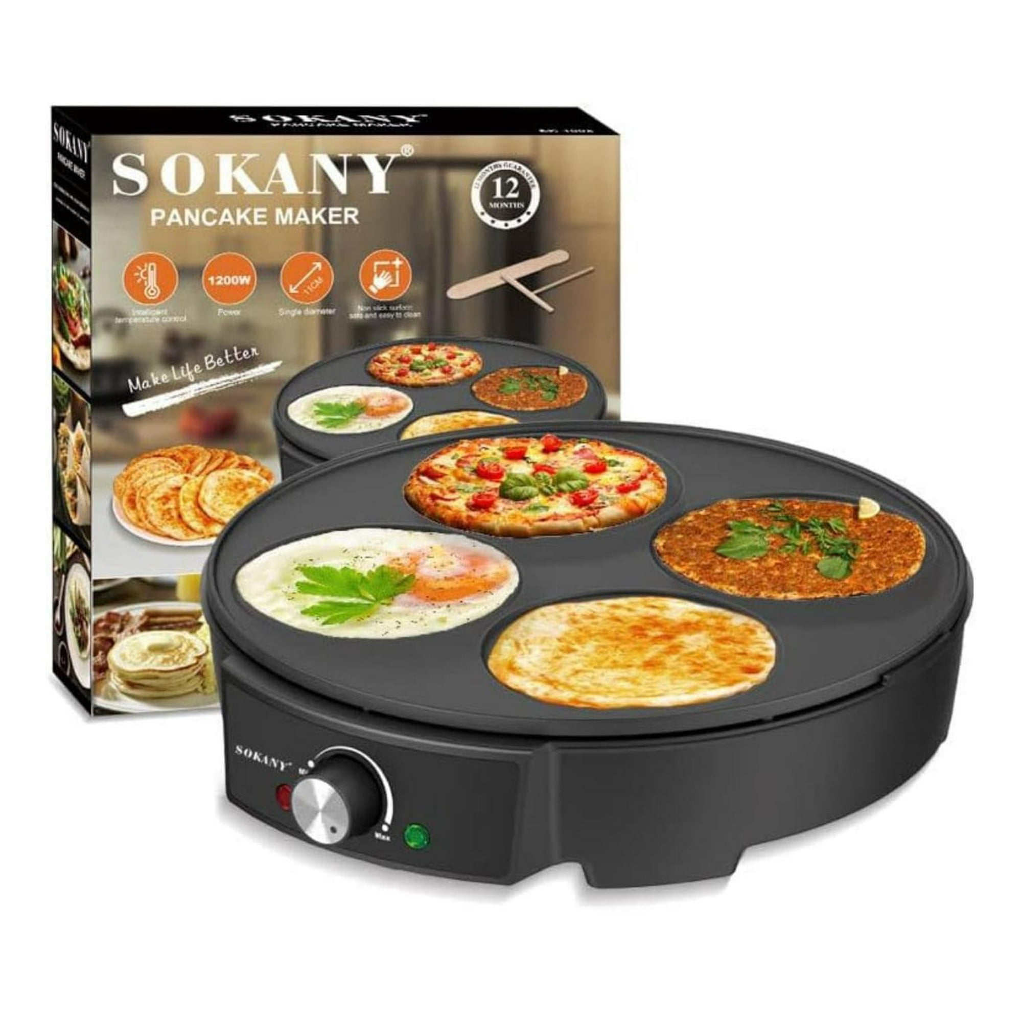 Genérico - Maquina Para Crepes Panquequera Antiadherente Negro