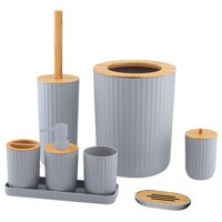 Magideal - Juego De Accesorios De Baño Simples De 7 Piezas, Dispensador De Jabonera De Plástico, Basura Decorativa, Clubes De Hotel, Encimera, Restaurantes, Gris