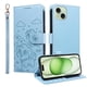 thumbnail image 1 of Funda Cartera para iPhone 15 Plus Perro Cachorro Grabado con Tarjetas Soporte Correa Azul, 1 of 6