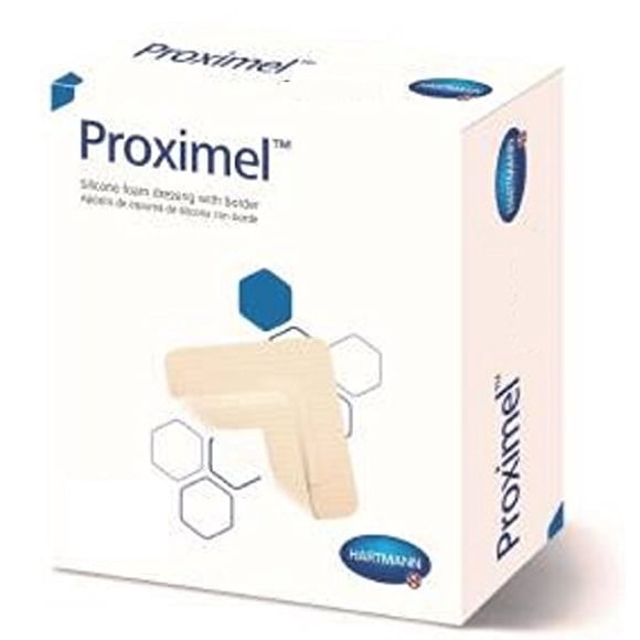 Apósito de espuma de silicona Proximel 7,5 x 7,5 cm con borde, paquete