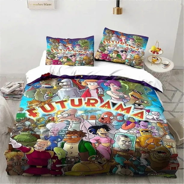 Juego De Ropa De Cama De Bender De Futuramas (dibujos Animados) Funda Nórdica Funda De Edredón Funda De Almohada Edredón Tamaño King Queen Para Niños Y Adultos
