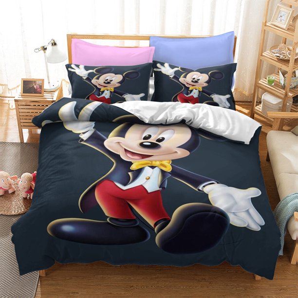 Mickey & Minnie Mouse quilt feather duvet cover pillowcase bedding set 3-Piece Bedding Set (1 Duvet Cover + 2 Pillow Shams)