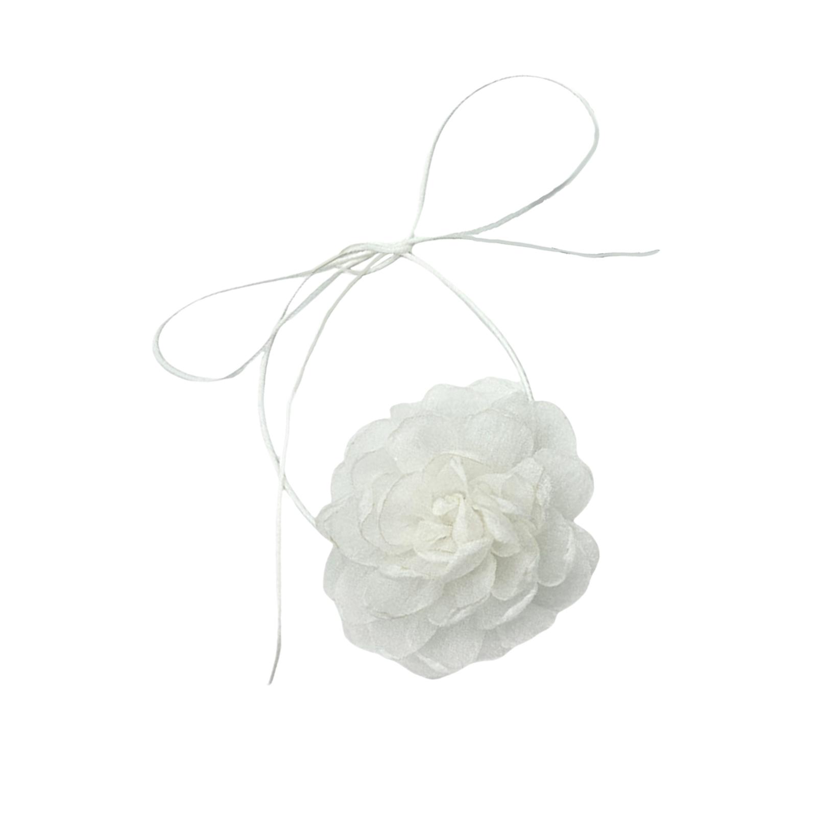 Ioensy - Collar Con Cordones De Flores Collar Elegante De Verano Para Bodas Fiestas Navideñas Blanco
