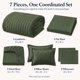 thumbnail image 2 of Juego de cama CozyLux Full 7 piezas en verde oliva con tela seersucker, 2 of 9