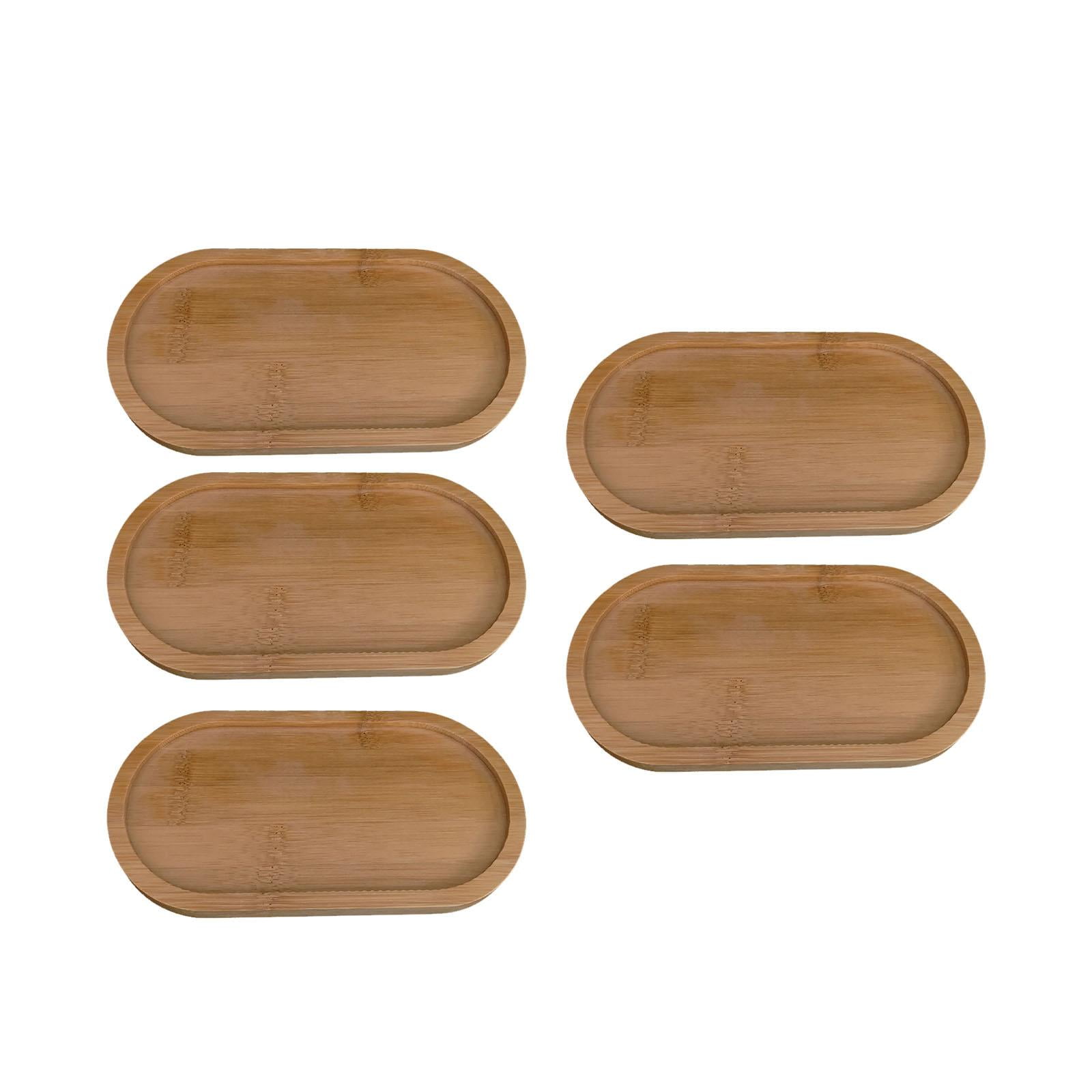 Magideal - Bandeja De Bambú Para Servir, 5 Unidades, Protector De Mesa De Comedor, Plato De Queso, Posavasos Resistente Para Bar, Hogar, Mesa De Café, Sala De Es Oval