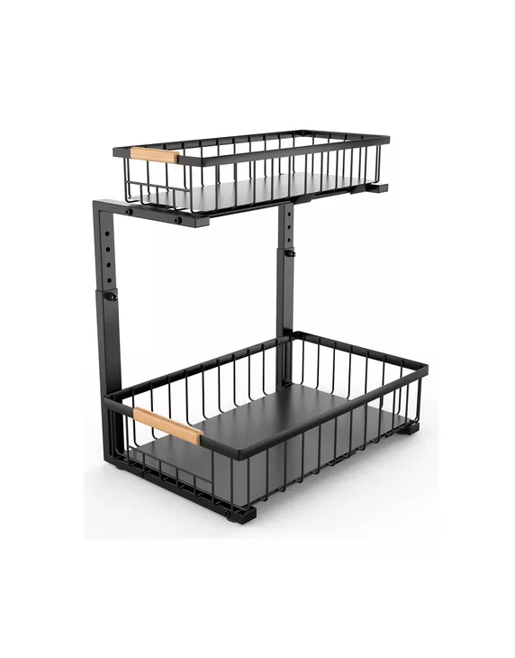 Genérico - Organizador Estante Multiuso Bajo Lavaplatos Cocina Baño Negro