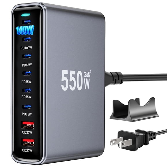 Cargador USB ZFKYDIF 550 W 8 puertos GaN III PD 3.1
