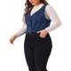 thumbnail image 4 of Chaleco de mezclilla sin mangas con cuello en V y botones para mujer de talla grande Agnes Orinda, para escuela o universidad, chaqueta casual de jean 4X azul, 4 of 6