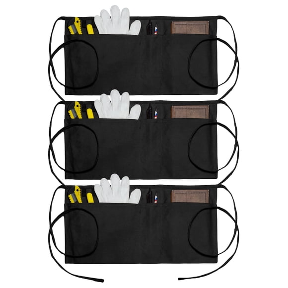 Delantal de cintura de lona Shelvestar con 3 bolsillos para jardinería, negro