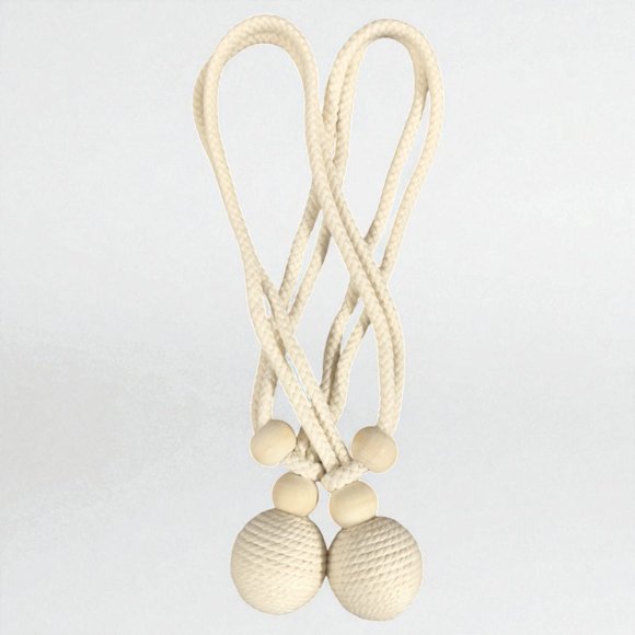 Pack De 02 Sujetadores Para Cortinas - Bola Tejida Beige