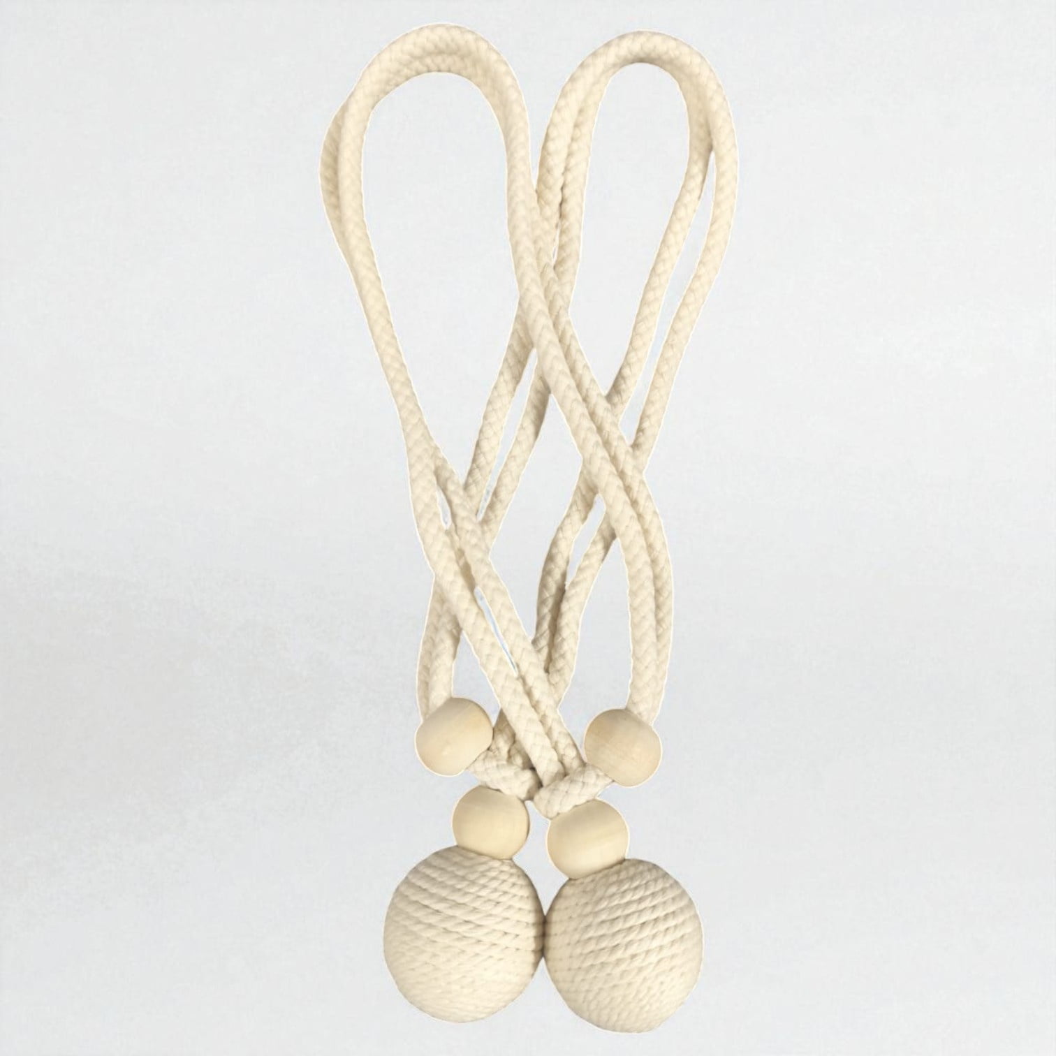 Pack De 02 Sujetadores Para Cortinas - Bola Tejida Beige