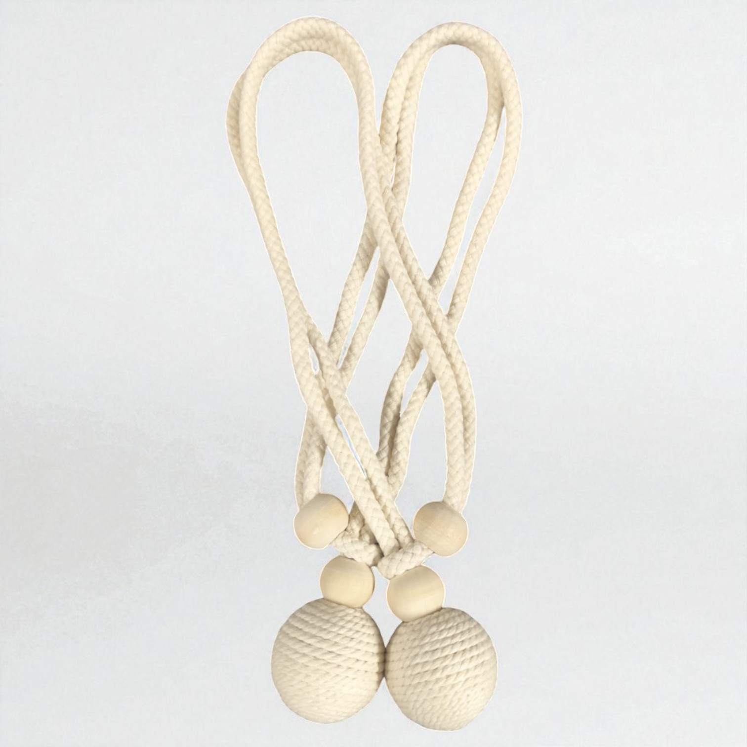 Pack De 02 Sujetadores Para Cortinas - Bola Tejida Beige