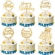 thumbnail image 5 of Paquete de 6 adornos para tartas de feliz cumpleaños, adornos acrílicos dorados para cupcakes, para diversas decoraciones de fiesta de cumpleaños., 5 of 7