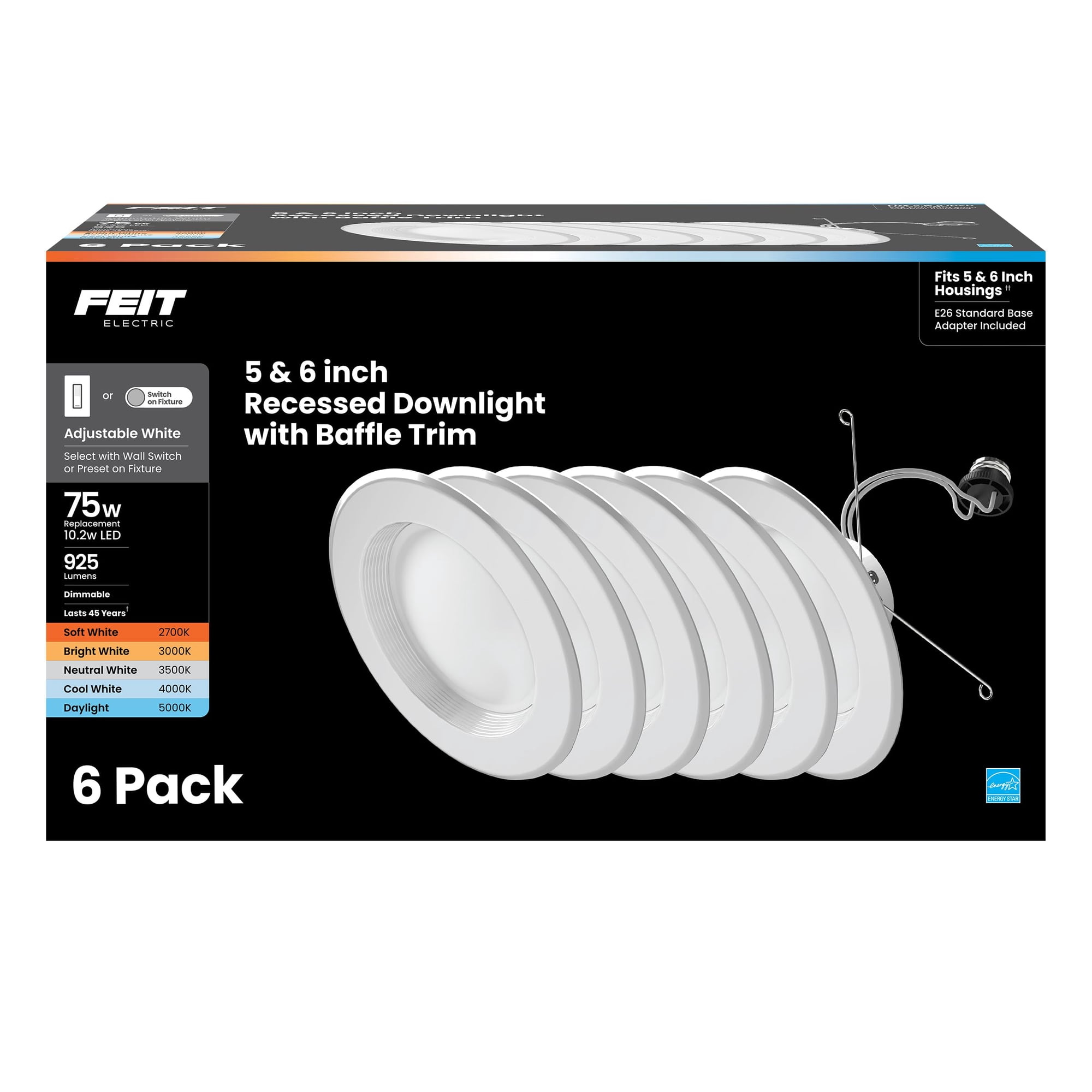 Lámpara Led Feit Electric De 5/6 Pulgadas, Regulable, Equivalente A 75 W