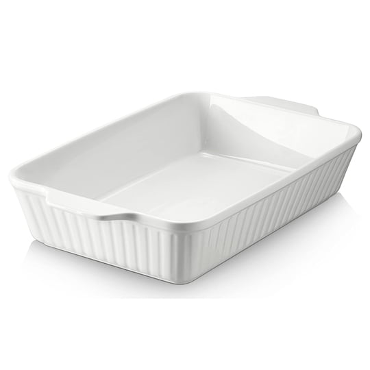 Fuente Para Horno Dowan De Cerámica 23x33 Cm, Bandeja Para Lasaña De 4.2 L Blanca