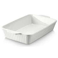 Fuente Para Horno Dowan De Cerámica 23X33 Cm, Bandeja Para Lasaña De 4.2 L Blanca