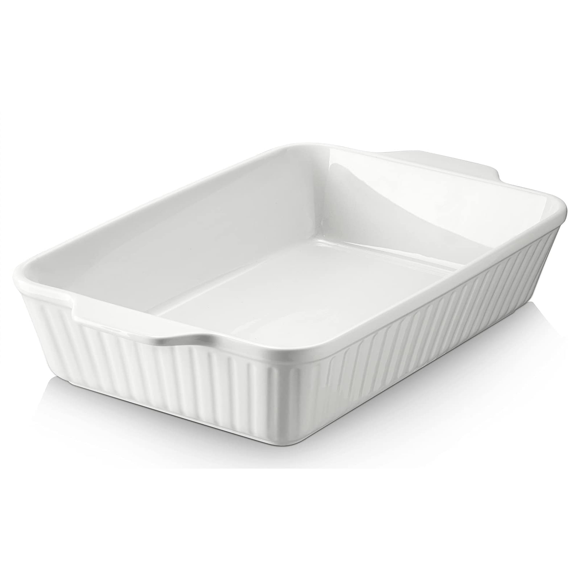 Fuente Para Horno Dowan De Cerámica 23x33 Cm, Bandeja Para Lasaña De 4.2 L Blanca