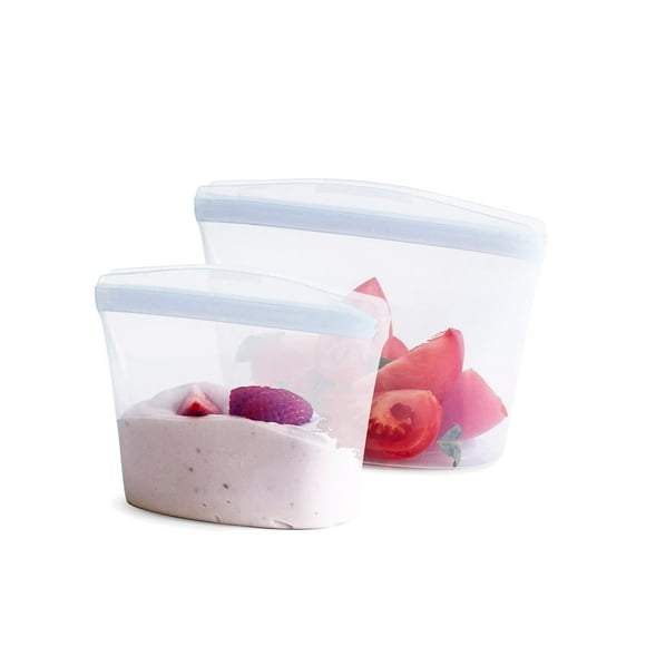 Bolsas reutilizables para almacenamiento de alimentos Stasher Premium Silicone, paquete de 2