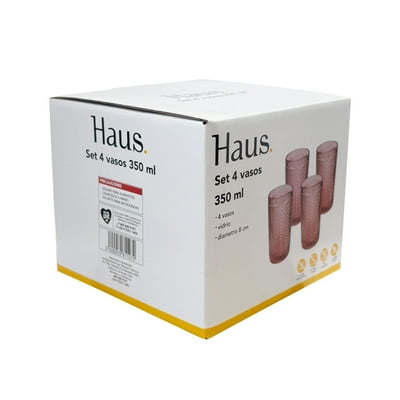 Set 4 Vasos Vidrio 350Ml Rojo Haus
