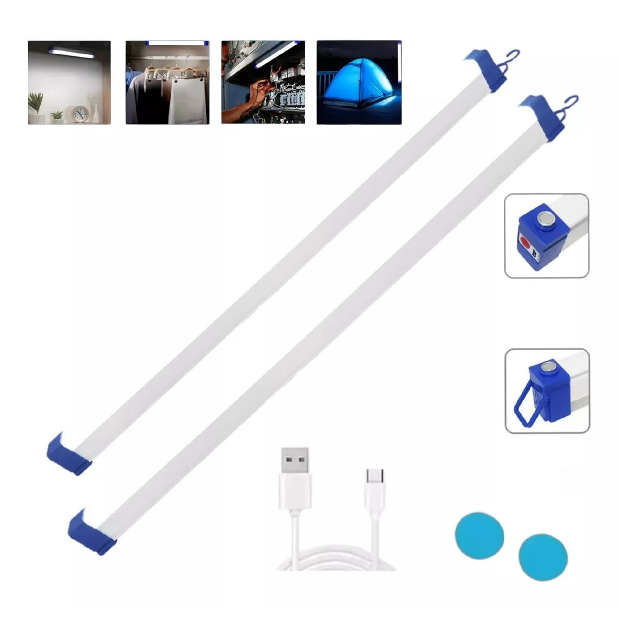 Genérico - X2 Tubo Led Aplique Emergencia Usb Iman Emergencia 52cm 60w