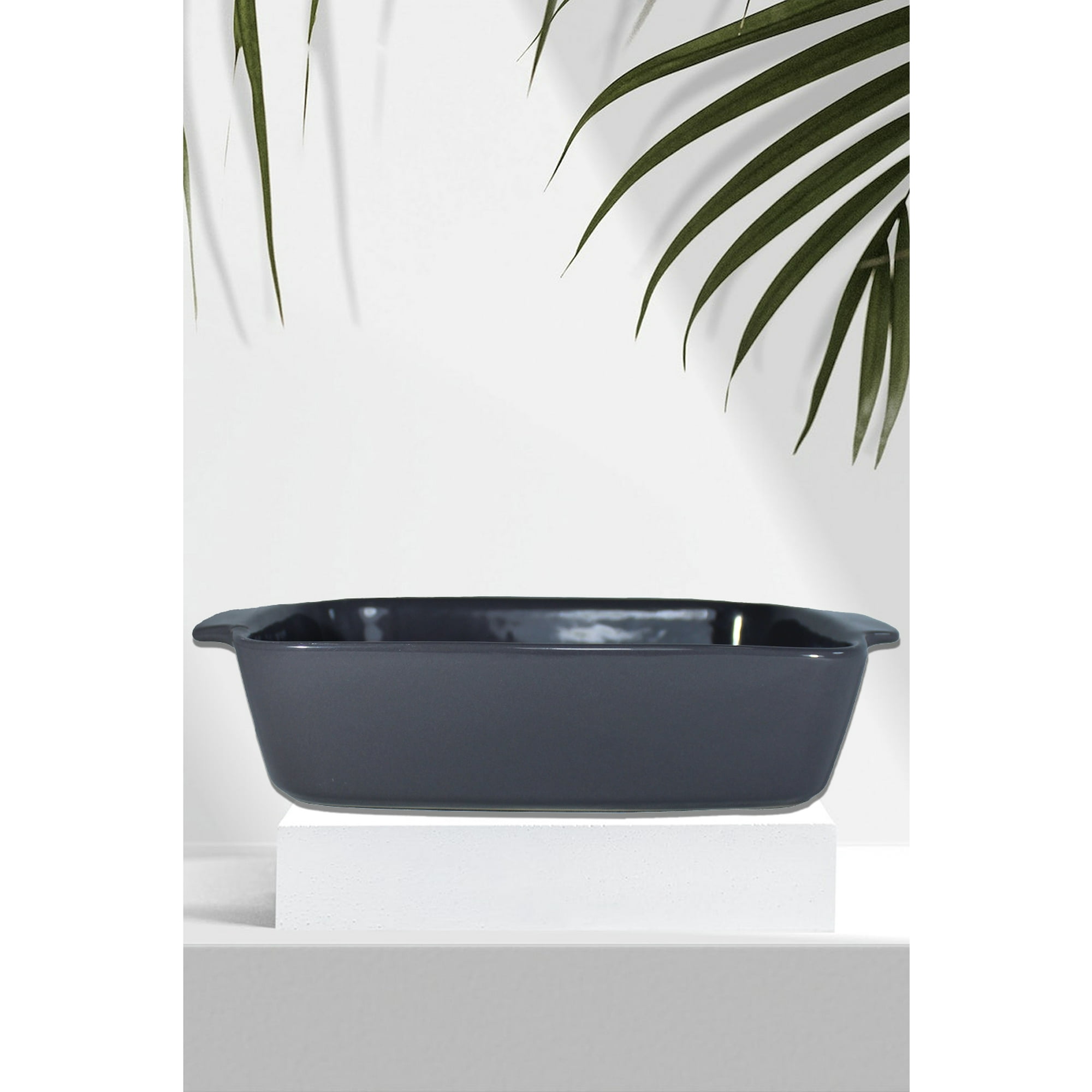 Genérico - Fuente De Cerámica P/horno Tipo Gres - Rectangular 26x15 Gris P1393