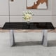 thumbnail image 2 of Modern minimalist dining table. The black imitation marble glass desktop is equipped with silver metal legs. Suitable for restaurants and living rooms 71 "* 39.3" * 29.5 ".W1151S00581, 2 of 3