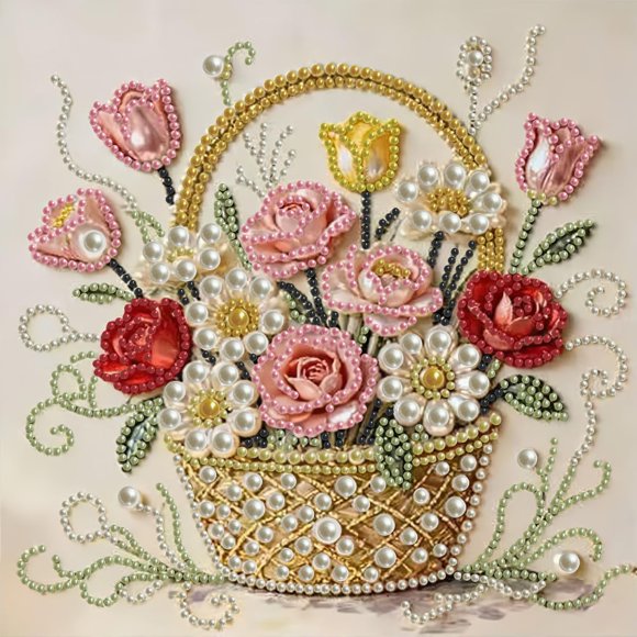 Kit de Pintura con Diamantes GEMFAMILY - Cesta de Flores