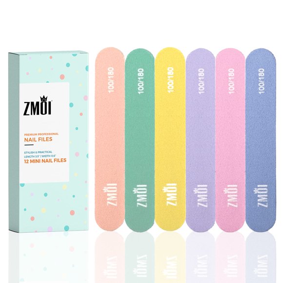 Lima de uñas ZMOI Professional Mini 100/180 pizarrones de esmeril, 12 unidades