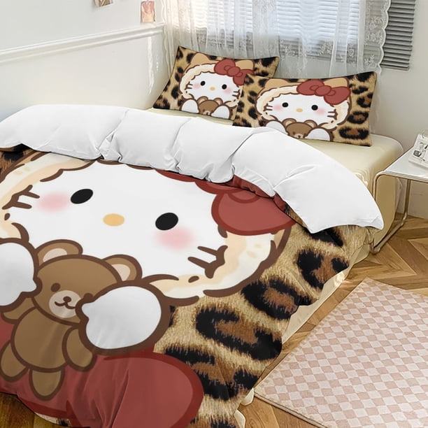 Hello Kitty 3-Piece Twin Bed Set - Includes 1 Single Comforter And 2 Pillowcases Bedding - Fade Resistant Microfiber - Hello Kitty