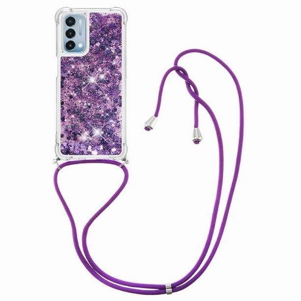 Funda FOXDOCK para OnePlus Nord N200 5G con Cuerda Ajustable, Brillo Líquido, Protección Antigolpes y Lente – Ideal para Regalo
