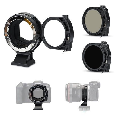 Adaptador De Montura De Objetivo Jjc Ef-Eos R Con Filtro Vnd Cpl Y Uv Canon