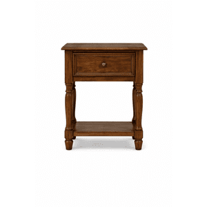 Space Home - Velador Madera Maciza Natural 1 Cajón Estilo Clásico 55 Cm