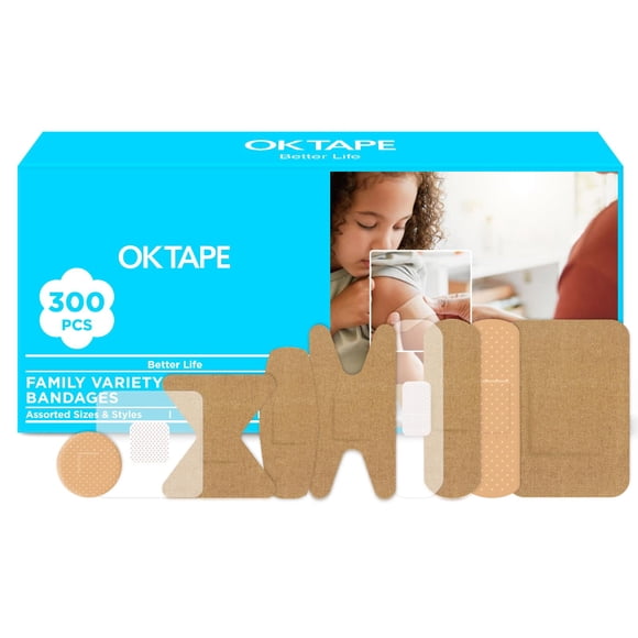 Curitas OK TAPE 300 unidades, 9 tamaños, estériles