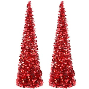 Árbol De Navidad Leyndo, Plegable, 1,5 M, Con Lentejuelas Rojas