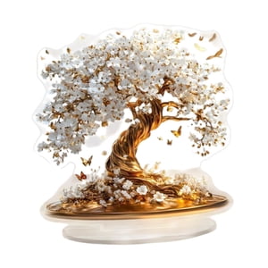 Bothyi - Escritorio De Adorno Acrílico 2D Plano Con Letrero Acrílico De Árbol De Flores Base De Base