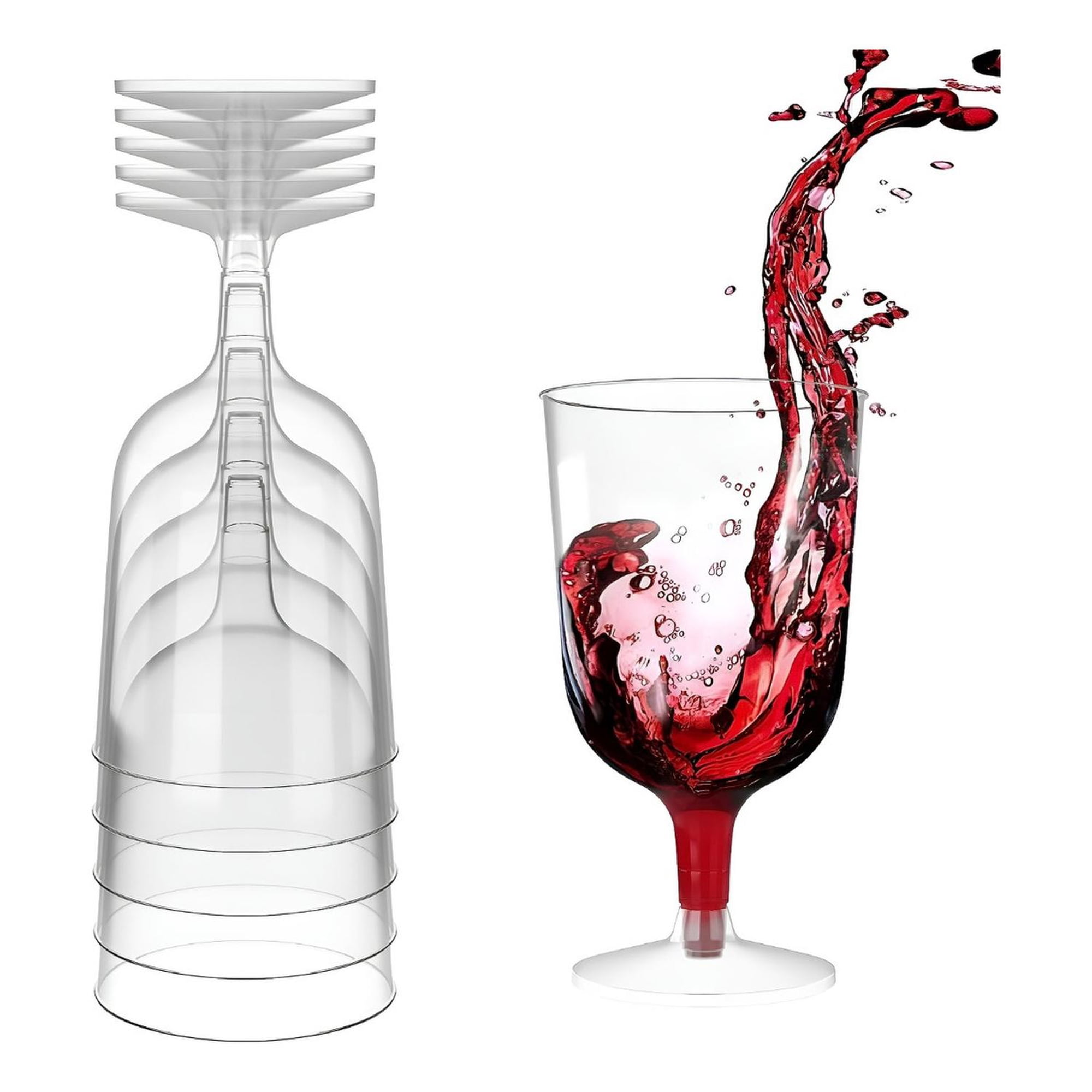 Pasteleriuscl - Set 10 Copas De Vino Copa Acrílico Transparente 6oz/177ml