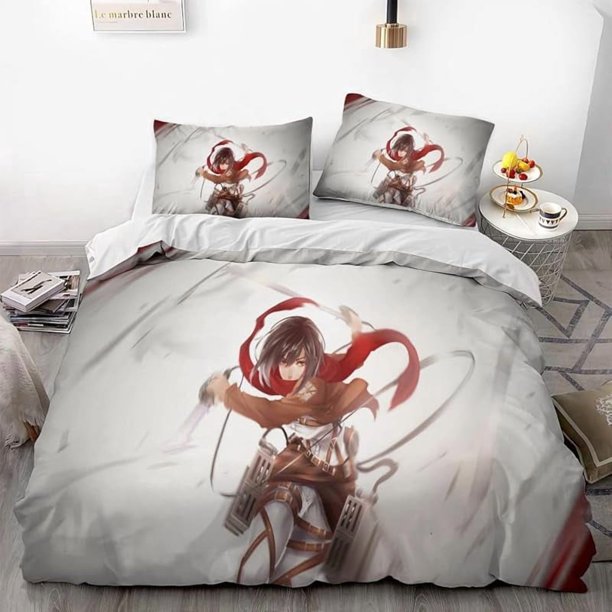 Invad-e on Tita-n Eren Levy-i Anime Soft-t 3D Printe -- d Duvet Co-ver Bedding- Set with -Co-mfort-er Cover